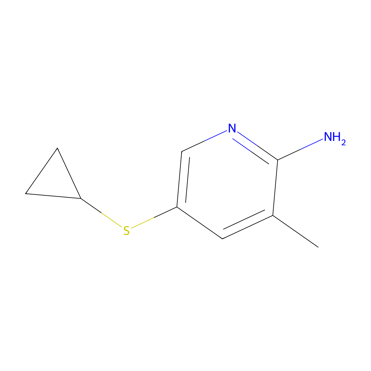 5-(Cyclopropylsulfanyl)-3-methylpyridin-2-amine molecular structure, CAS 2090465-24-8
