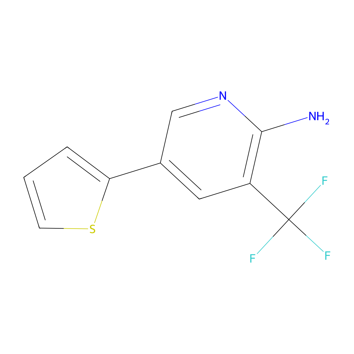 5-(Thiophen-2-yl)-3-(trifluoromethyl)pyridin-2-amine molecular structure, CAS 2090465-31-7