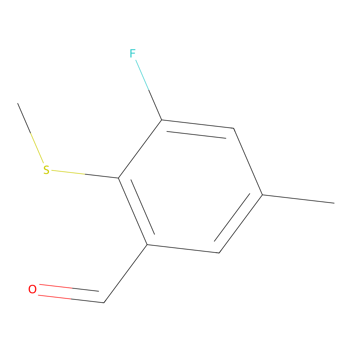 3-Fluoro-5-methyl-2-(methylthio)benzaldehyde molecular structure, CAS 2090465-63-5