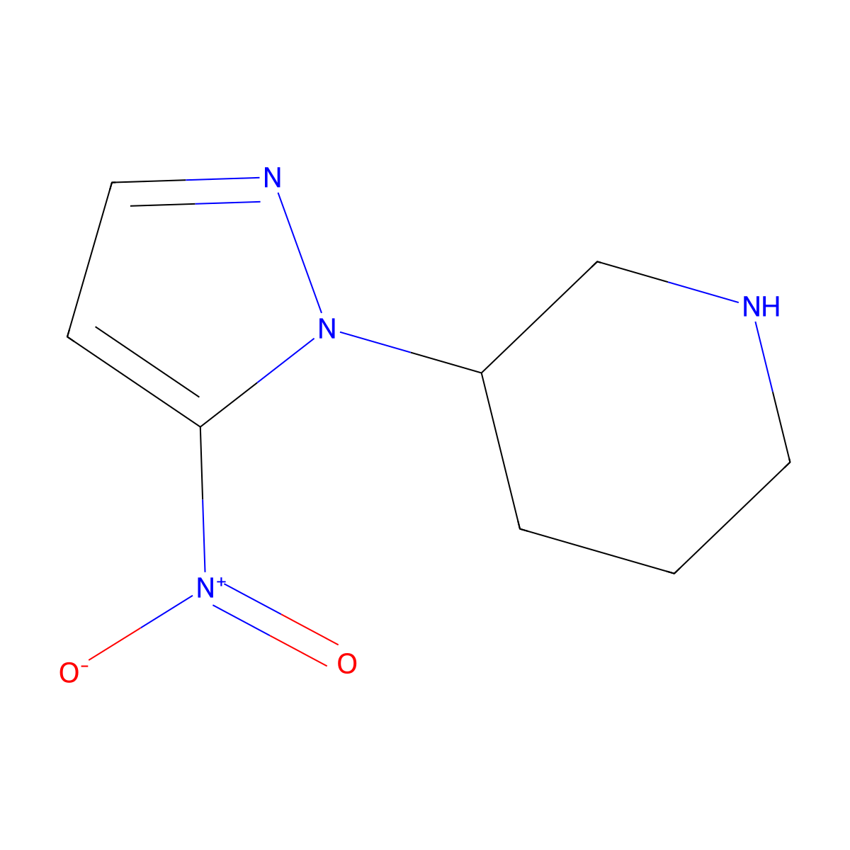 3-(5-Nitro-1H-pyrazol-1-yl)piperidine molecular structure, CAS 2090466-04-7