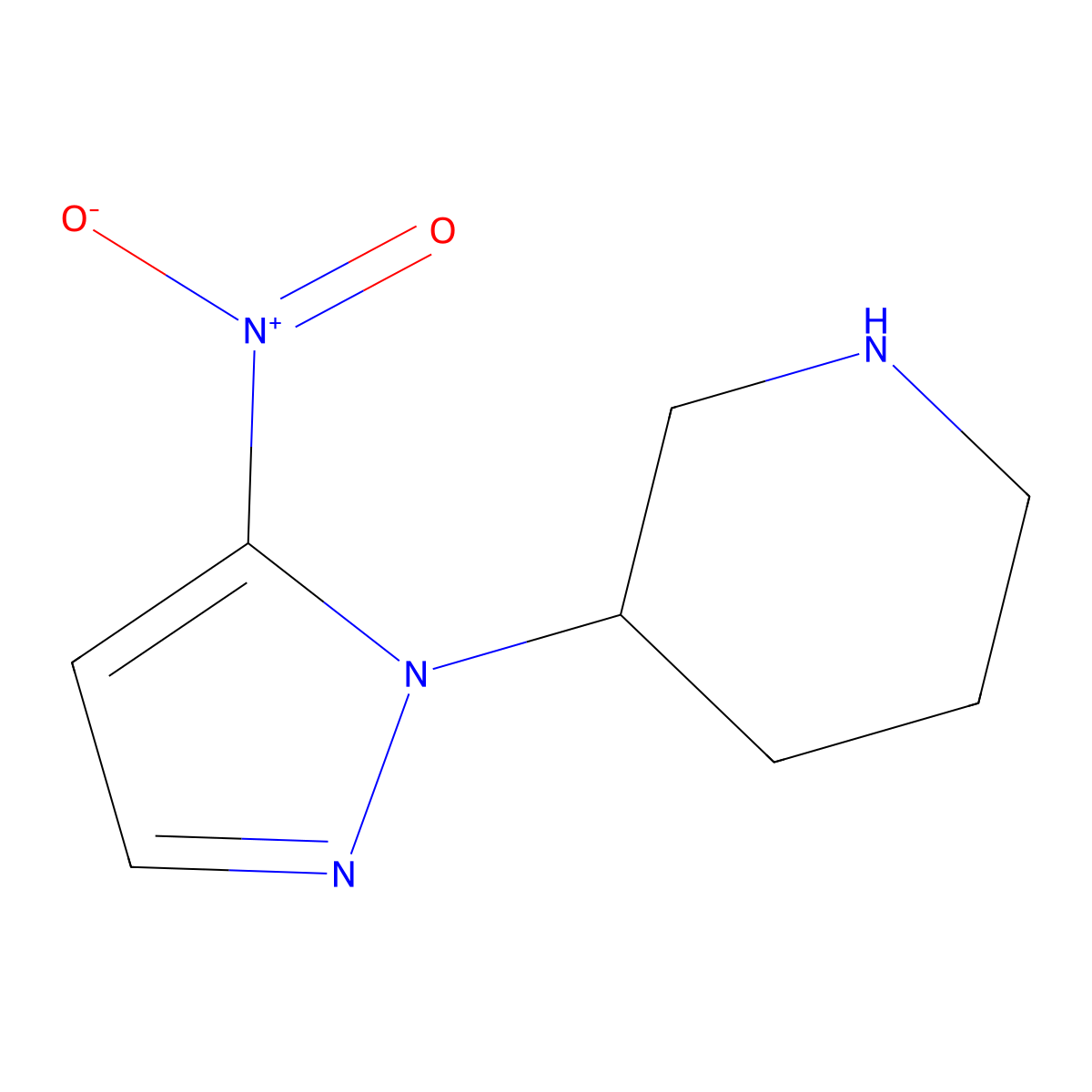 3-(5-Nitro-1H-pyrazol-1-yl)piperidine molecular structure, CAS 2090466-04-7