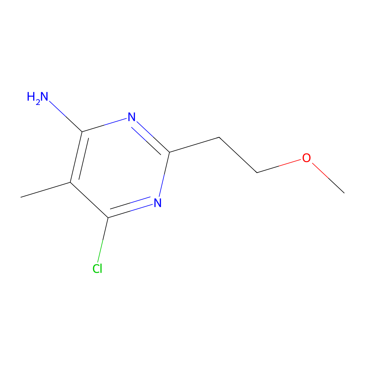 6-Chloro-2-(2-methoxyethyl)-5-methylpyrimidin-4-amine molecular structure, CAS 2090467-83-5