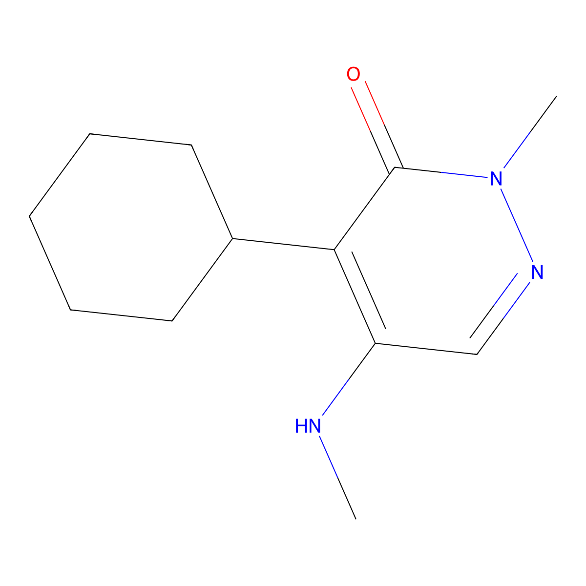 4-Cyclohexyl-2-methyl-5-(methylamino)-2,3-dihydropyridazin-3-one molecular structure, CAS 2090468-45-2