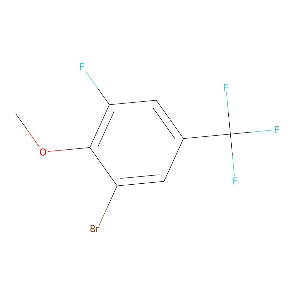 1-Bromo-3-fluoro-2-methoxy-5-(trifluoromethyl)benzene molecular structure, CAS 2090471-09-1