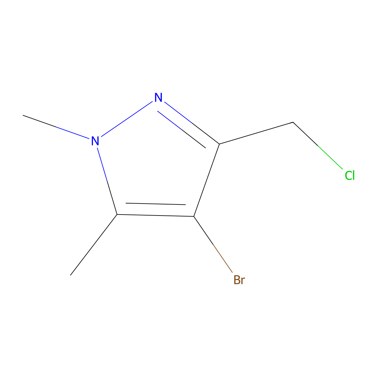 4-bromo-3-(chloromethyl)-1,5-dimethyl-1H-pyrazole molecular structure, CAS 2090477-79-3