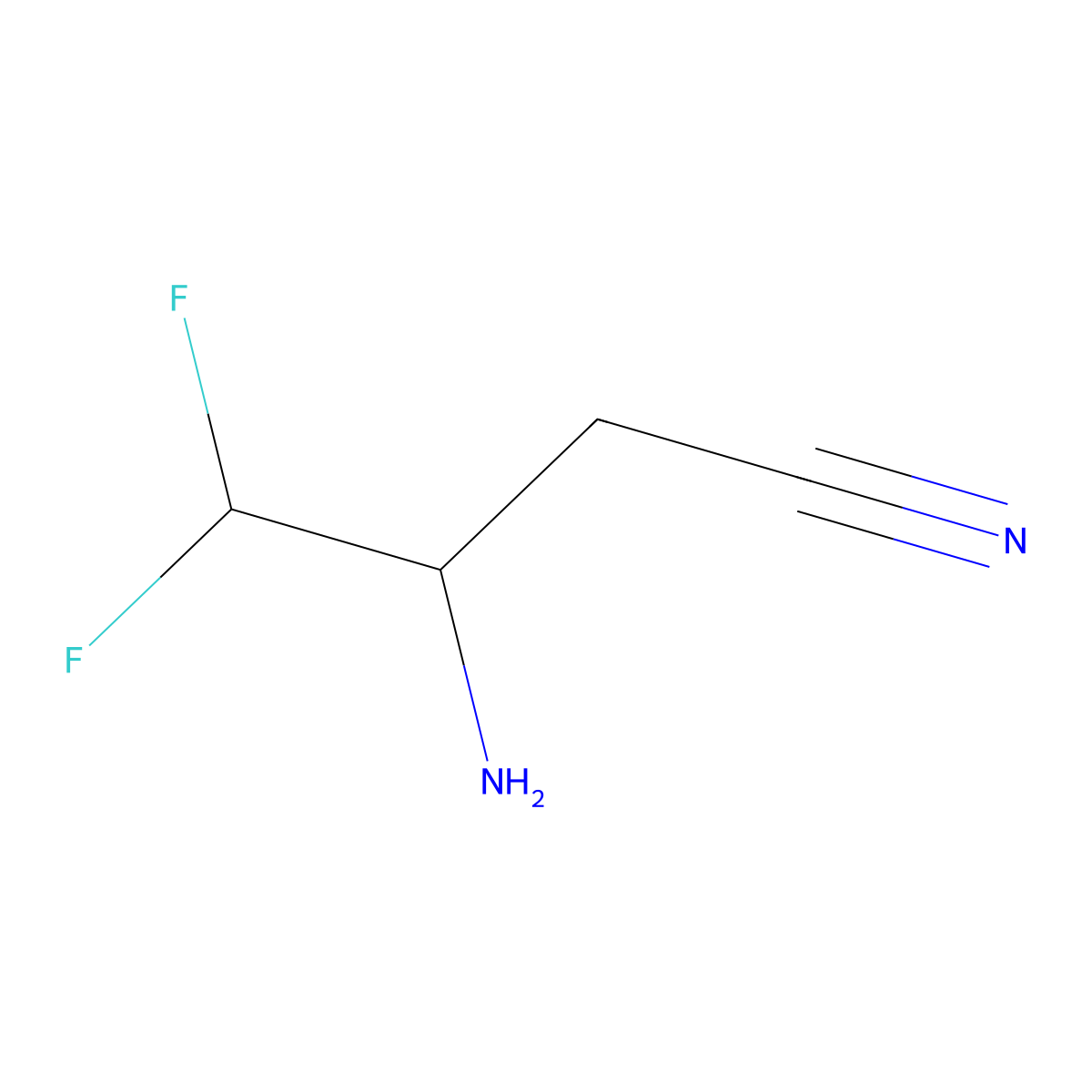3-Amino-4,4-difluorobutanenitrile molecular structure, CAS 2090477-91-9