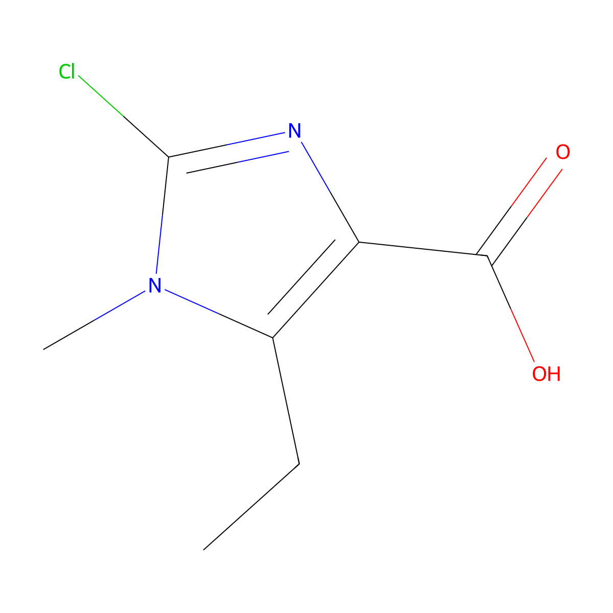 2-Chloro-5-ethyl-1-methyl-1H-imidazole-4-carboxylic acid molecular structure, CAS 2090478-13-8
