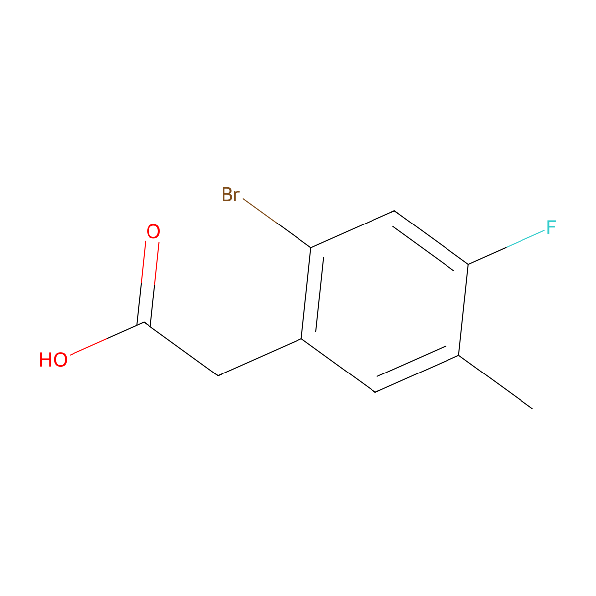 2-(2-Bromo-4-fluoro-5-methylphenyl)acetic acid molecular structure, CAS 2090478-20-7