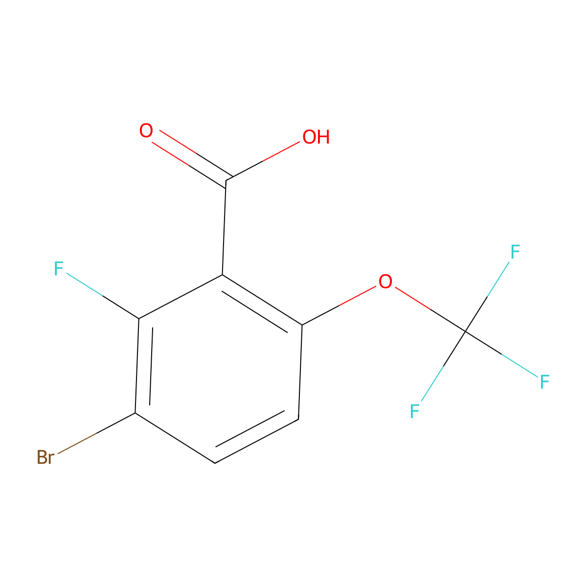 3-Bromo-2-fluoro-6-(trifluoromethoxy)benzoic acid molecular structure, CAS 2090478-41-2