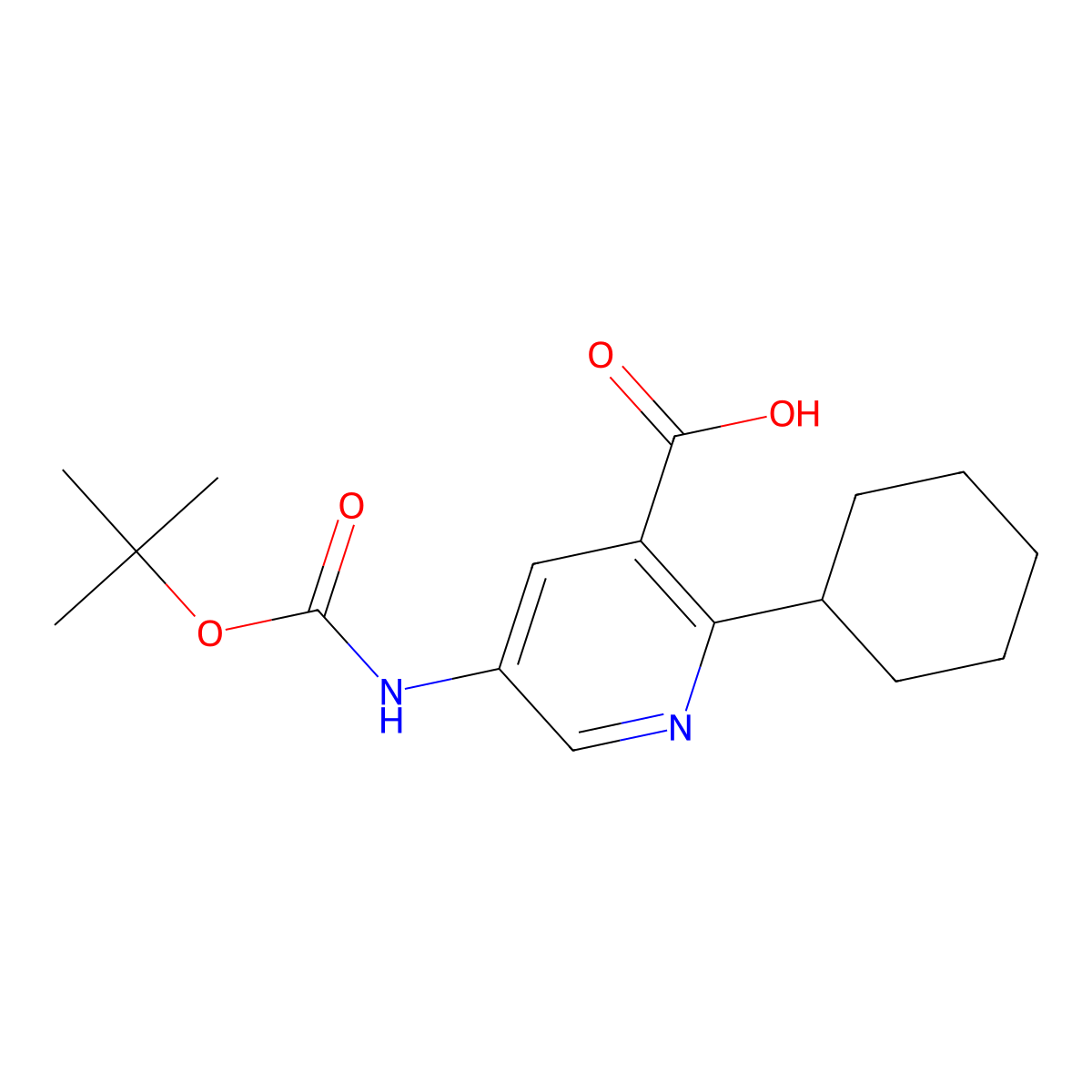 5-{[(Tert-butoxy)carbonyl]amino}-2-cyclohexylpyridine-3-carboxylic acid molecular structure, CAS 2090478-54-7