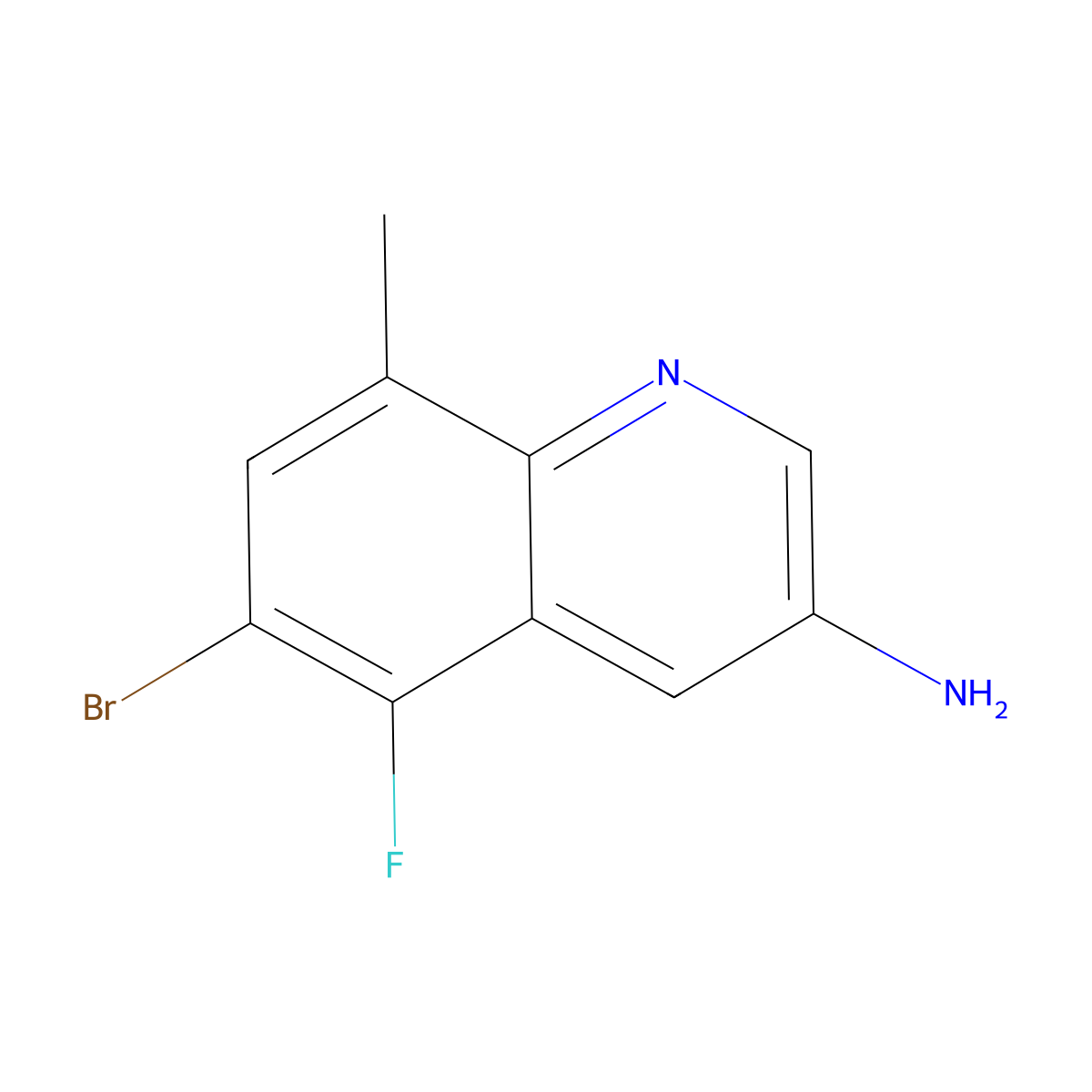 6-Bromo-5-fluoro-8-methylquinolin-3-amine molecular structure, CAS 2090479-26-6