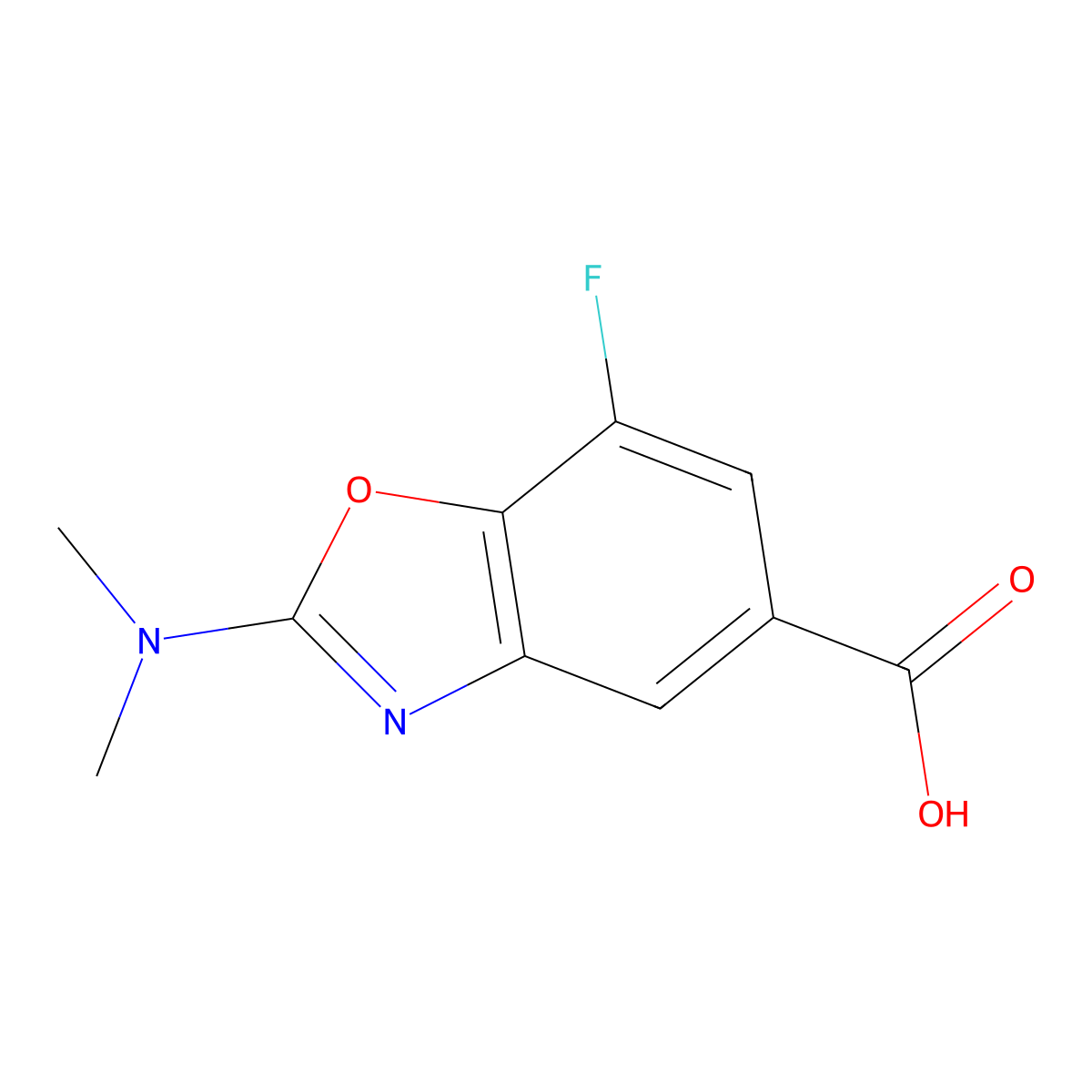 2-(Dimethylamino)-7-fluoro-1,3-benzoxazole-5-carboxylic acid molecular structure, CAS 2090480-33-2