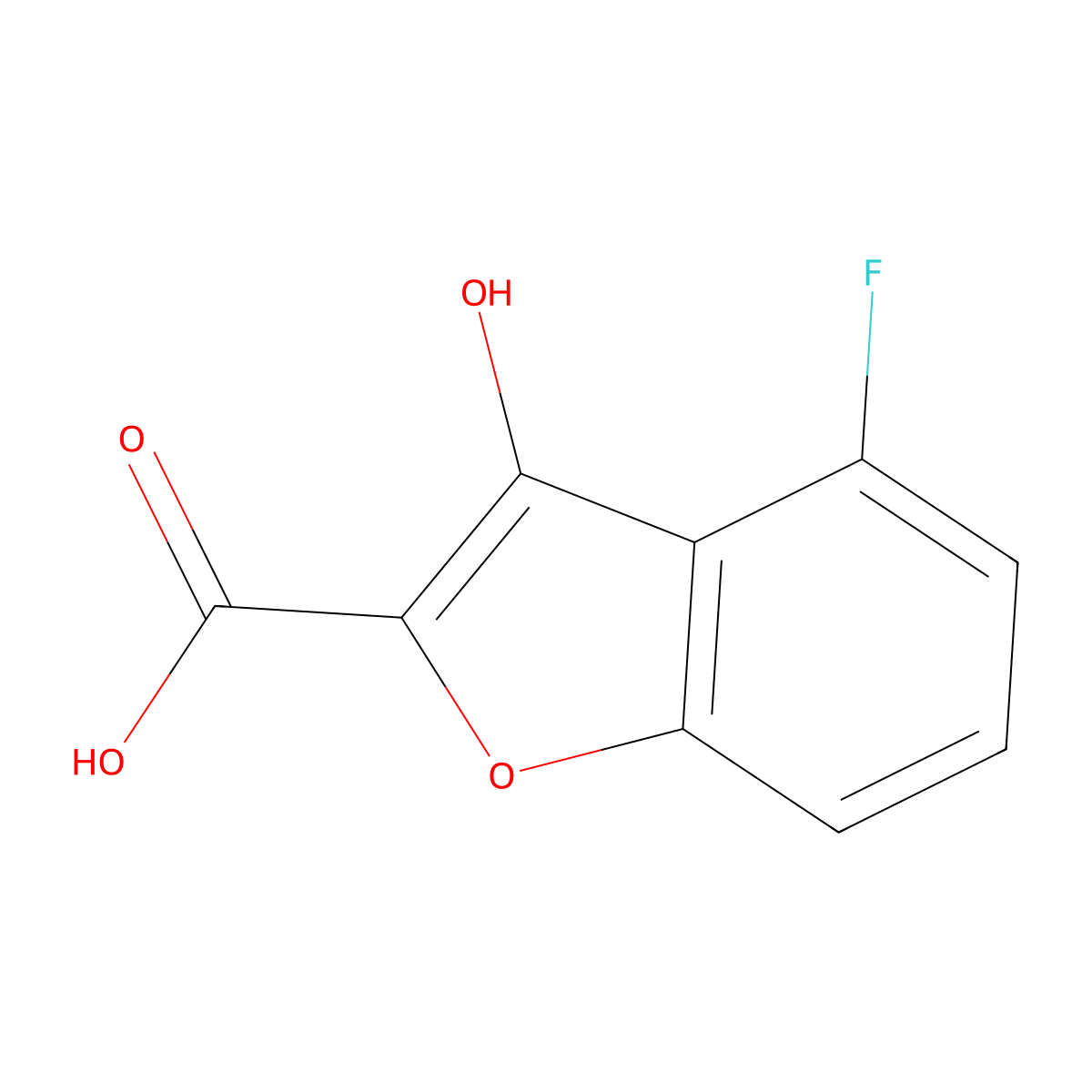 4-Fluoro-3-hydroxy-1-benzofuran-2-carboxylic acid molecular structure, CAS 2090480-45-6
