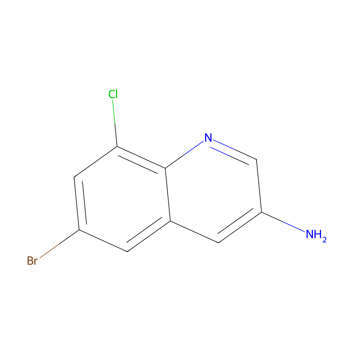 6-Bromo-8-chloroquinolin-3-amine molecular structure, CAS 2090480-63-8