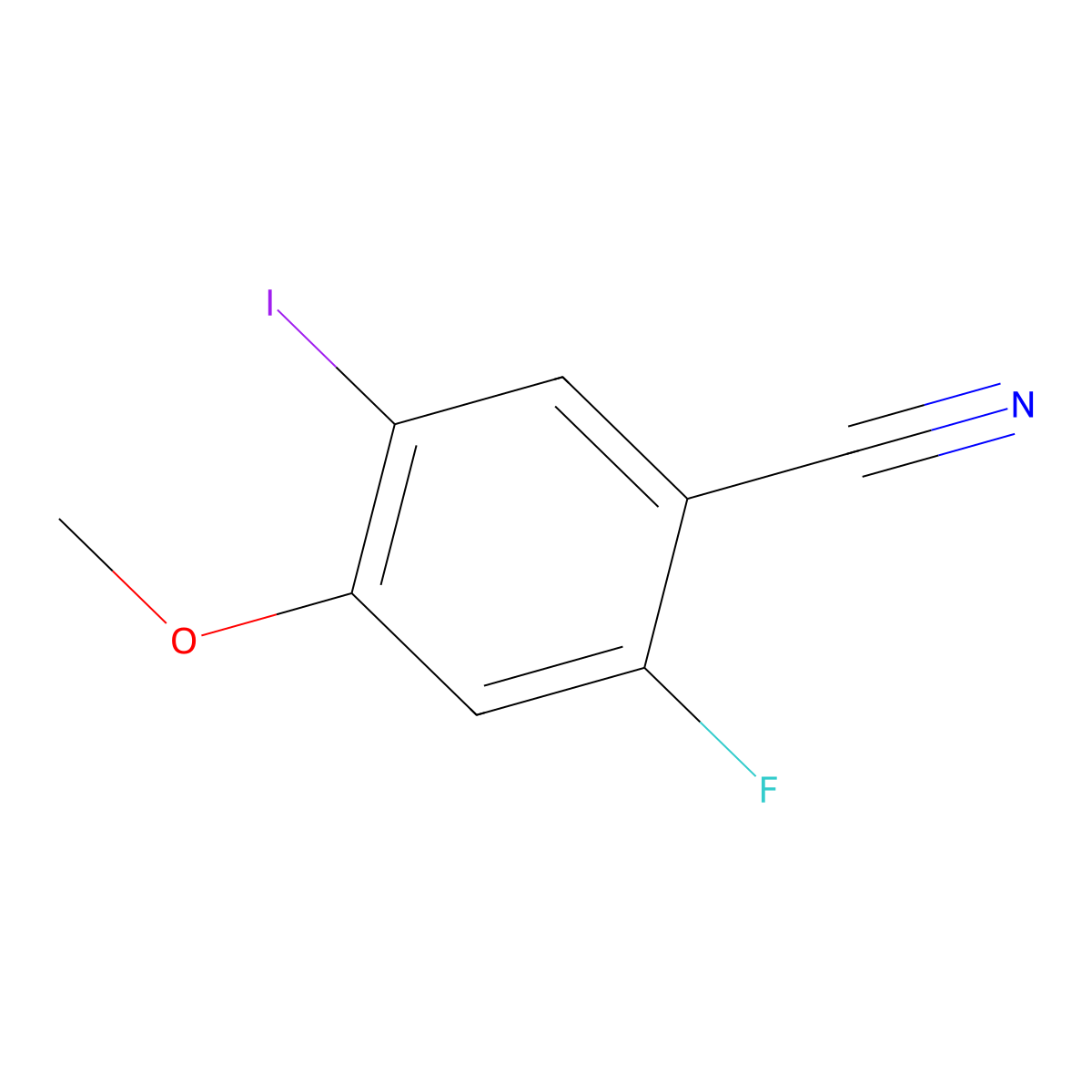 2-Fluoro-5-iodo-4-methoxybenzonitrile molecular structure, CAS 2090482-08-7