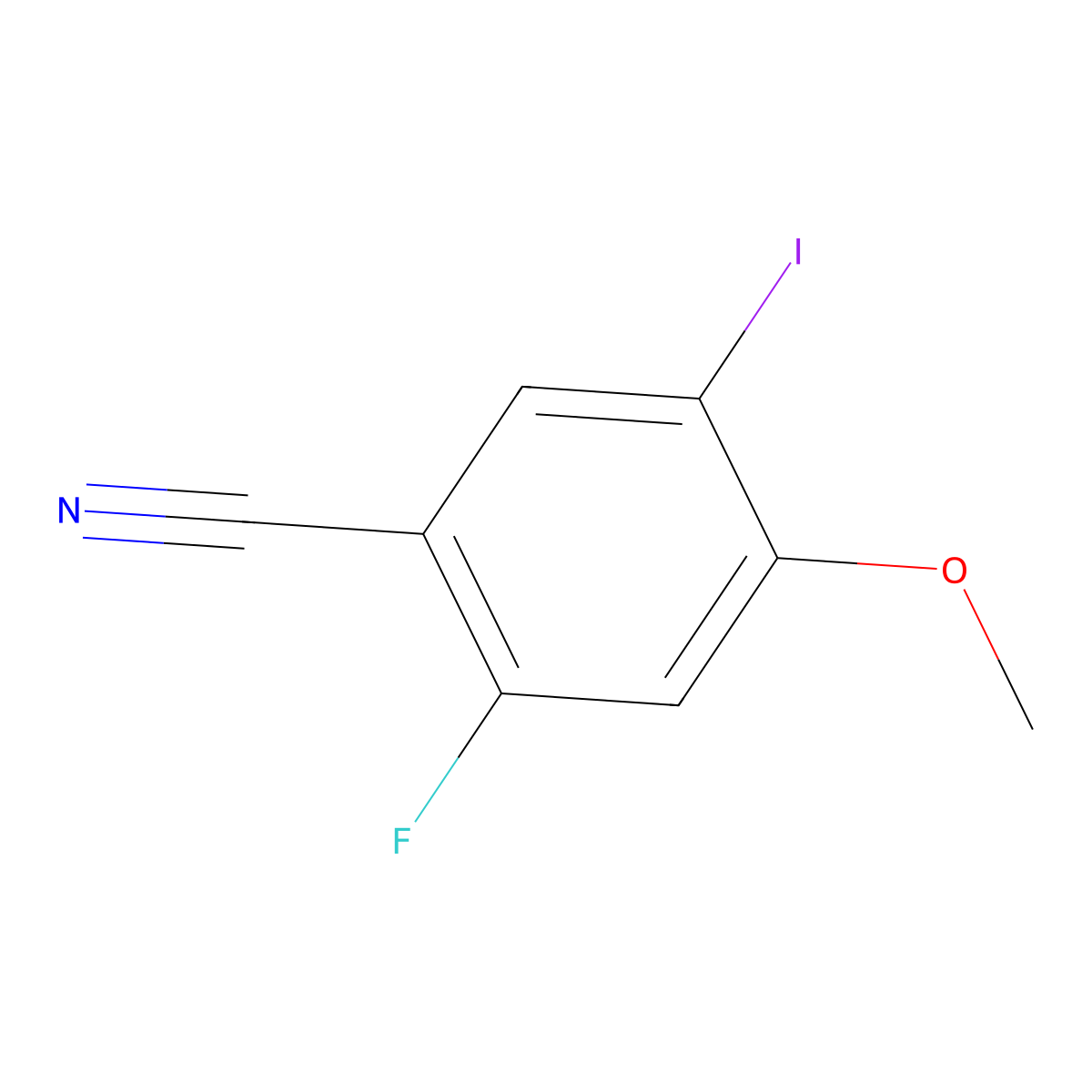 2-Fluoro-5-iodo-4-methoxybenzonitrile molecular structure, CAS 2090482-08-7