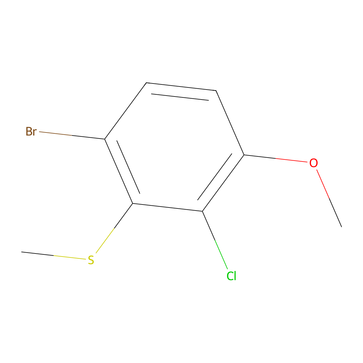 (6-Bromo-2-chloro-3-methoxyphenyl)(methyl)sulfane molecular structure, CAS 2090483-49-9