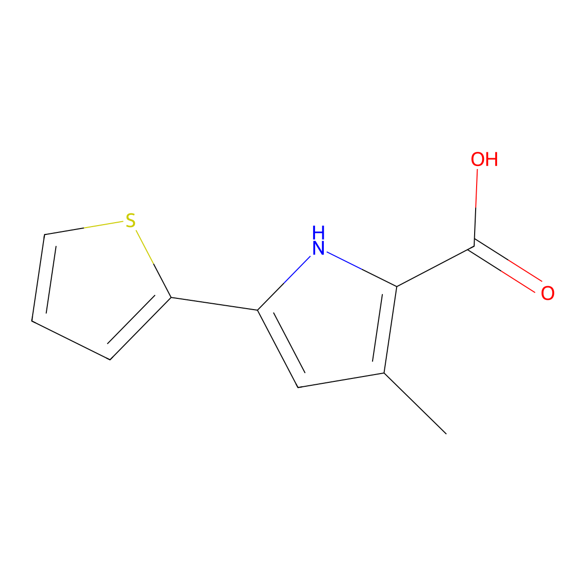 3-Methyl-5-(thiophen-2-yl)-1H-pyrrole-2-carboxylic acid molecular structure, CAS 2090492-89-8