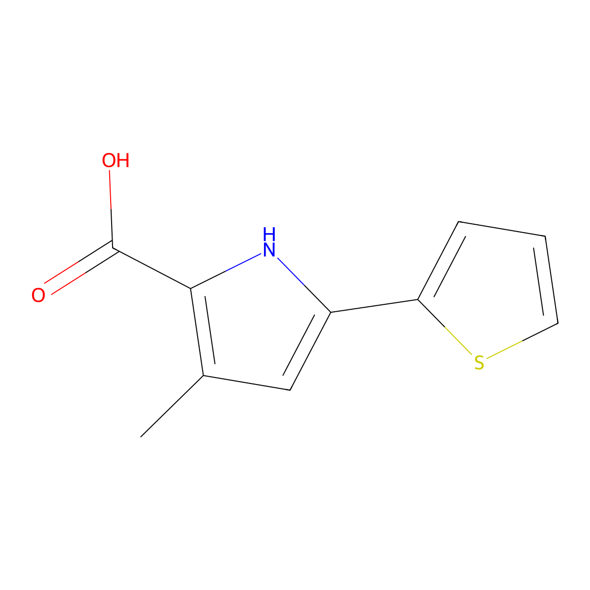 3-Methyl-5-(thiophen-2-yl)-1H-pyrrole-2-carboxylic acid molecular structure, CAS 2090492-89-8