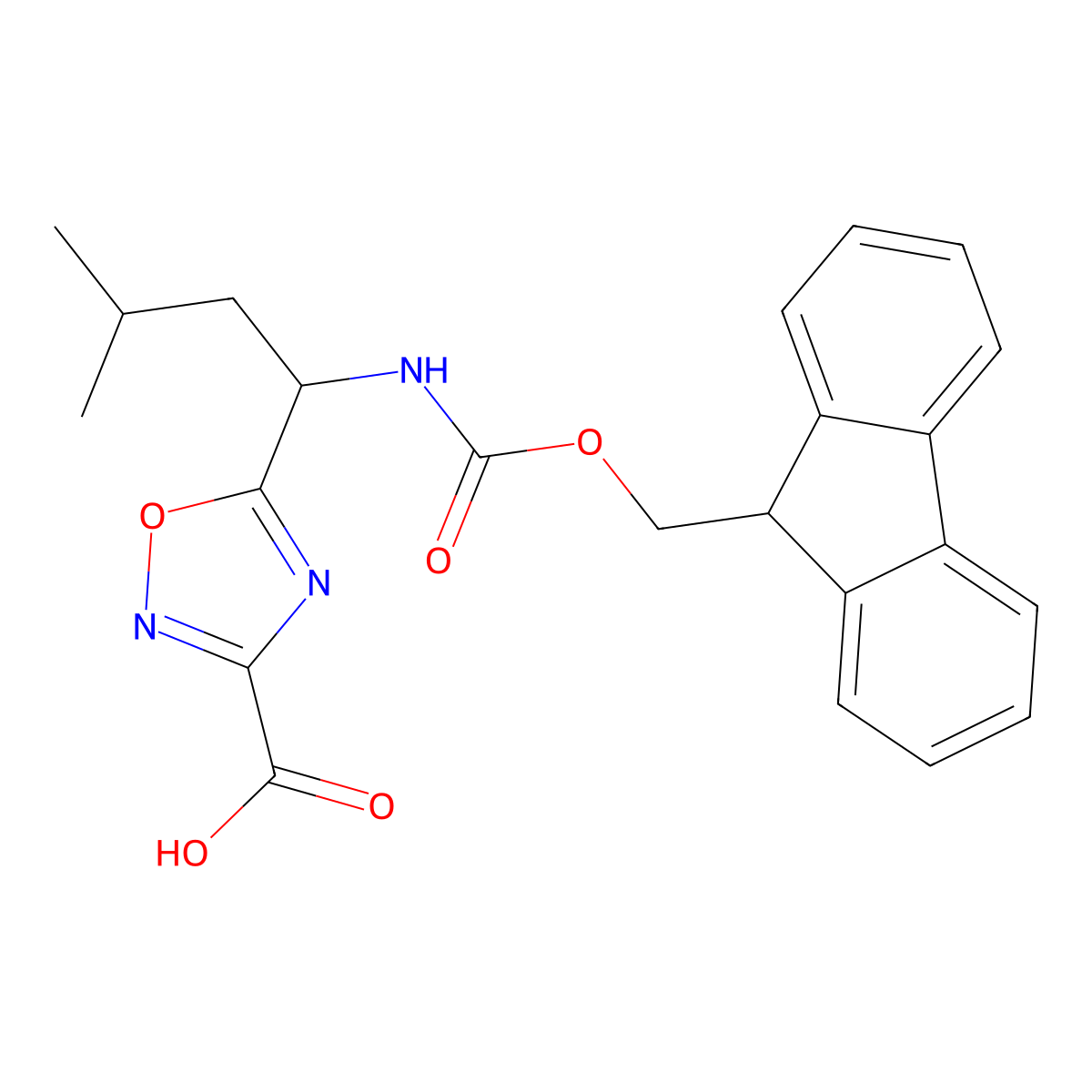 5-[1-({[(9H-fluoren-9-yl)methoxy]carbonyl}amino)-3-methylbutyl]-1,2,4-oxadiazole-3-carboxylic acid molecular structure, CAS 2090493-34-6