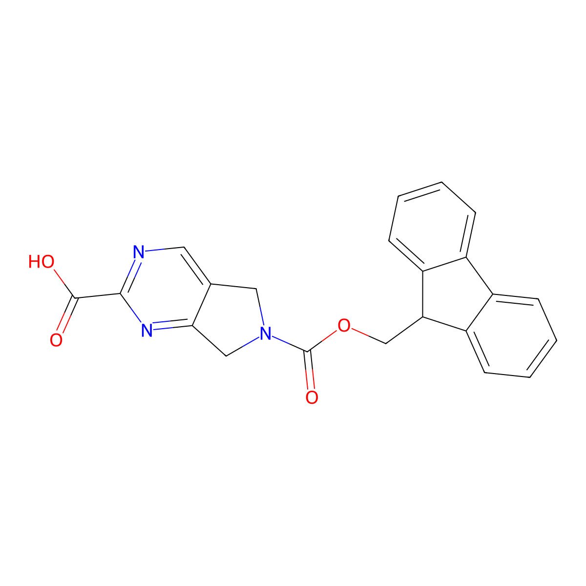6-{[(9H-fluoren-9-yl)methoxy]carbonyl}-5H,6H,7H-pyrrolo[3,4-d]pyrimidine-2-carboxylic acid molecular structure, CAS 2090496-16-3