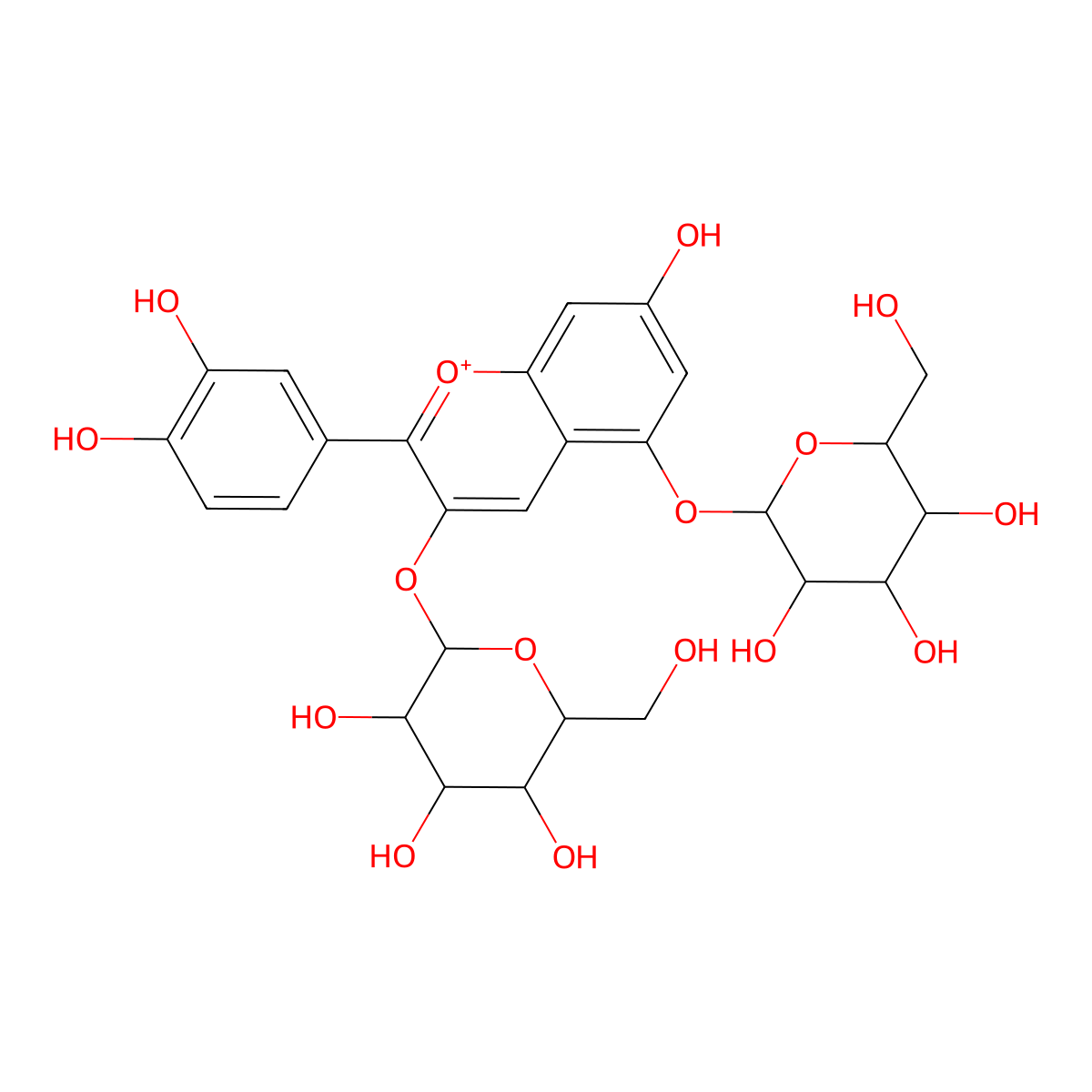 Cyanin molecular structure, CAS 20905-74-2