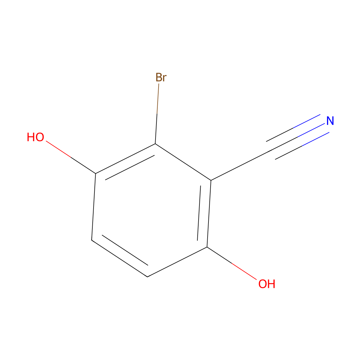 2-Bromo-3,6-dihydroxybenzonitrile molecular structure, CAS 2090511-61-6