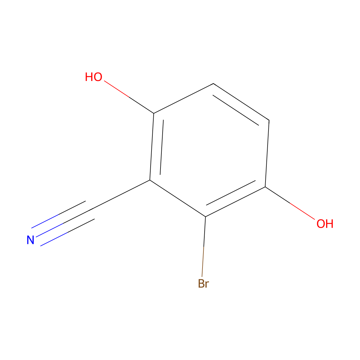 2-Bromo-3,6-dihydroxybenzonitrile molecular structure, CAS 2090511-61-6