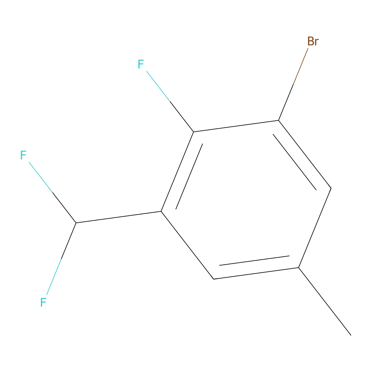 1-Bromo-3-(difluoromethyl)-2-fluoro-5-methylbenzene molecular structure, CAS 2090512-24-4