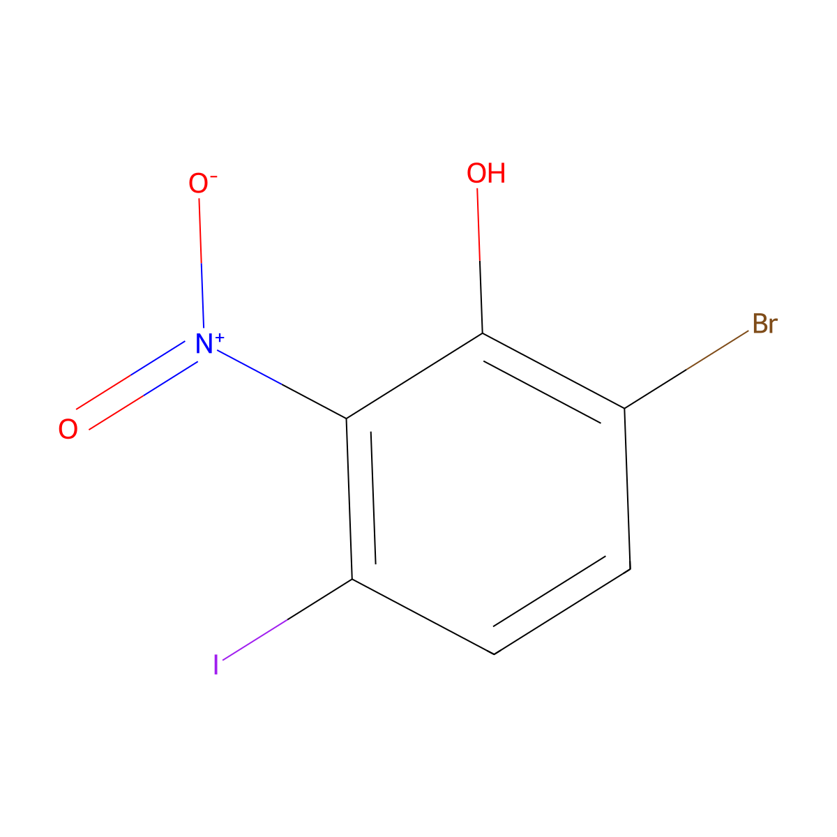 6-Bromo-3-iodo-2-nitrophenol molecular structure, CAS 2090513-56-5