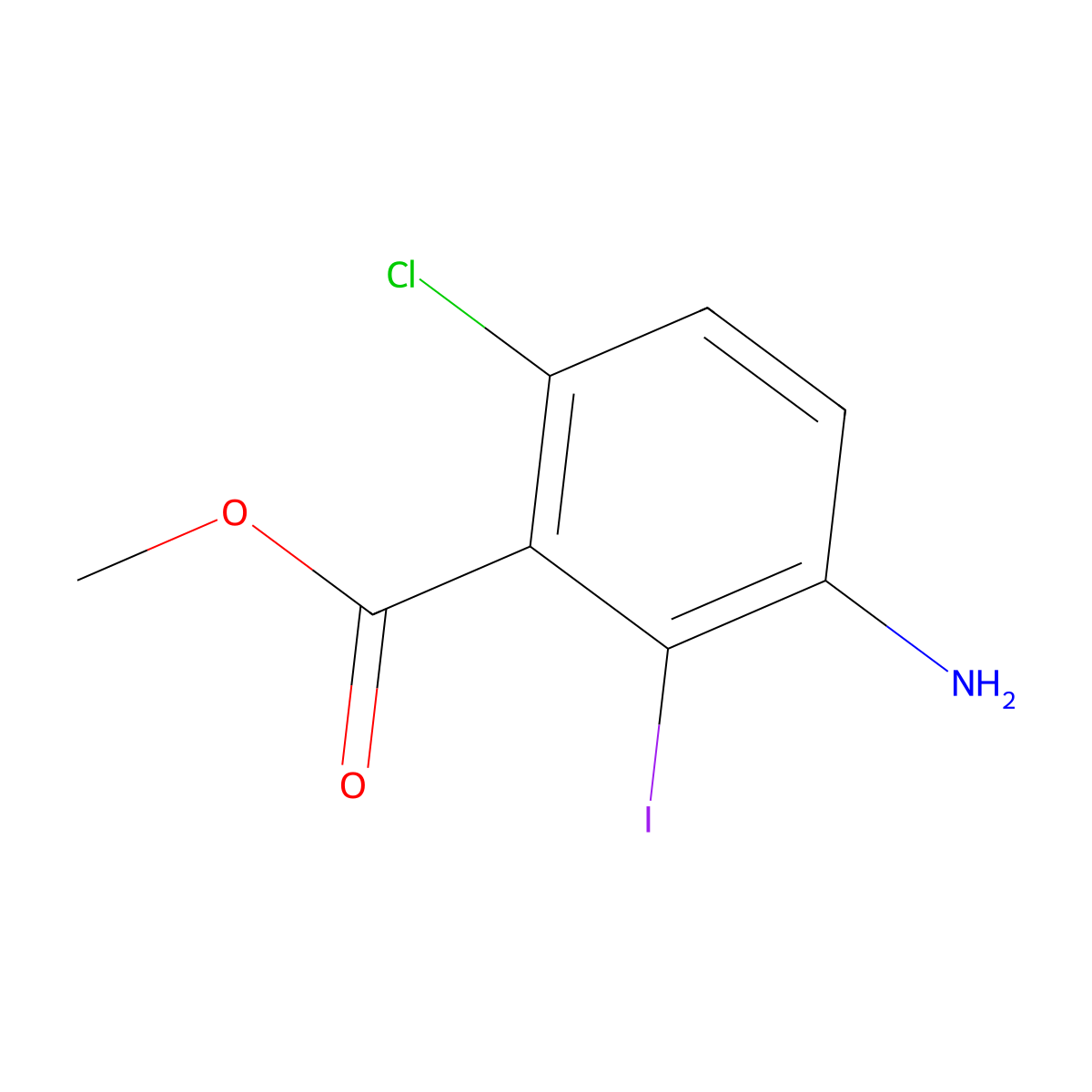 3-Amino-6-chloro-2-iodo-benzoic acid methyl ester molecular structure, CAS 2090514-10-4