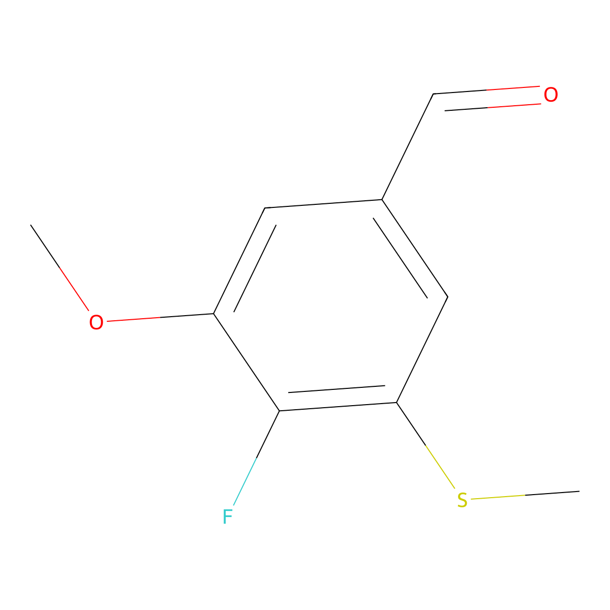 4-Fluoro-3-methoxy-5-(methylthio)benzaldehyde molecular structure, CAS 2090518-69-5