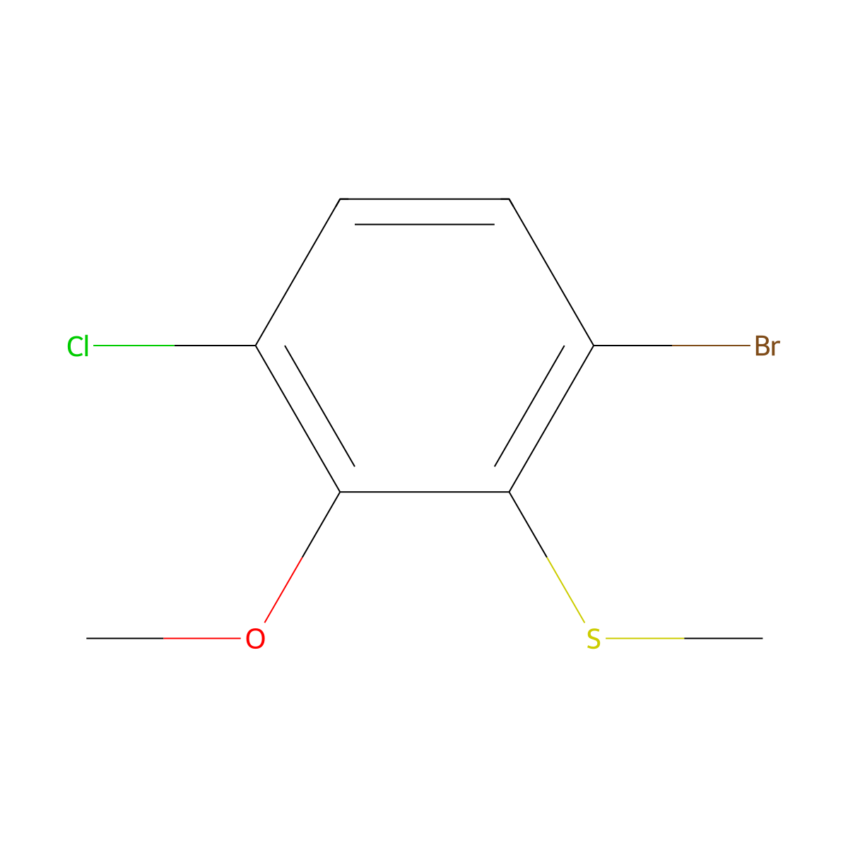 (6-Bromo-3-chloro-2-methoxyphenyl)(methyl)sulfane molecular structure, CAS 2090522-46-4