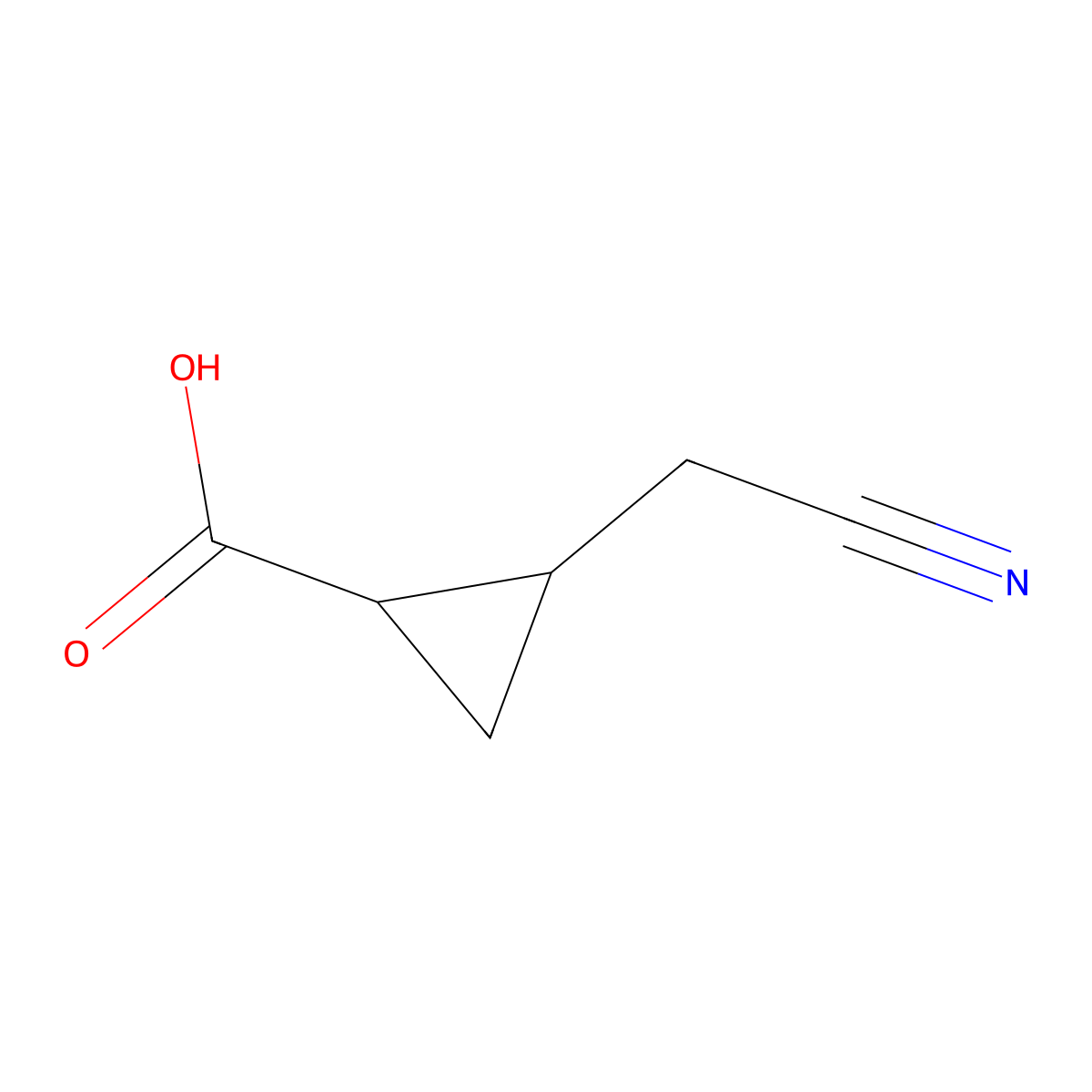rac-(1R,2S)-2-(cyanomethyl)cyclopropane-1-carboxylic acid molecular structure, CAS 2090522-98-6