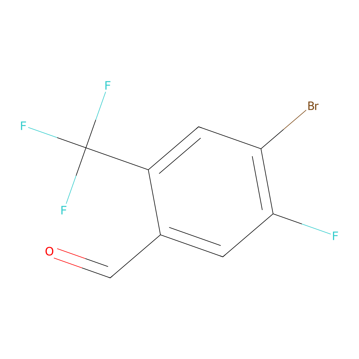 4-Bromo-5-fluoro-2-(trifluoromethyl)benzaldehyde molecular structure, CAS 2090523-66-1