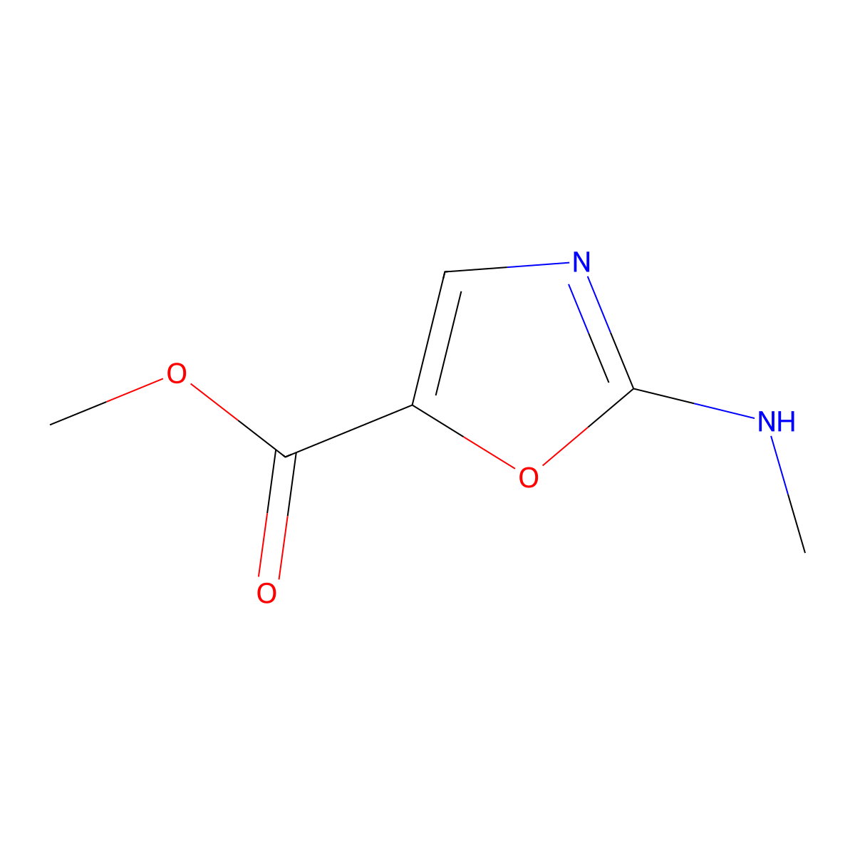 Methyl 2-(methylamino)-1,3-oxazole-5-carboxylate molecular structure, CAS 2090523-85-4