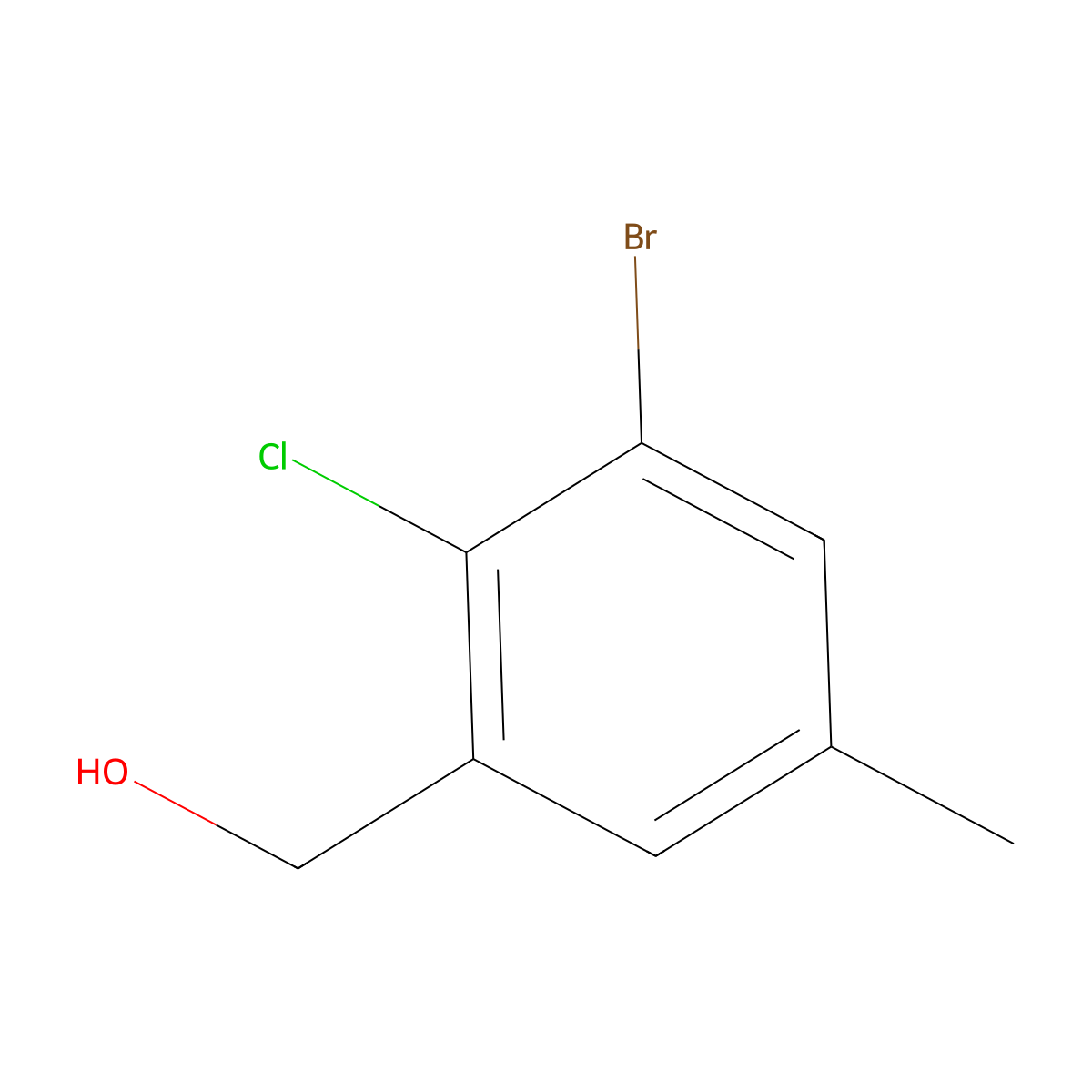 (3-Bromo-2-chloro-5-methylphenyl)methanol molecular structure, CAS 2090528-44-0