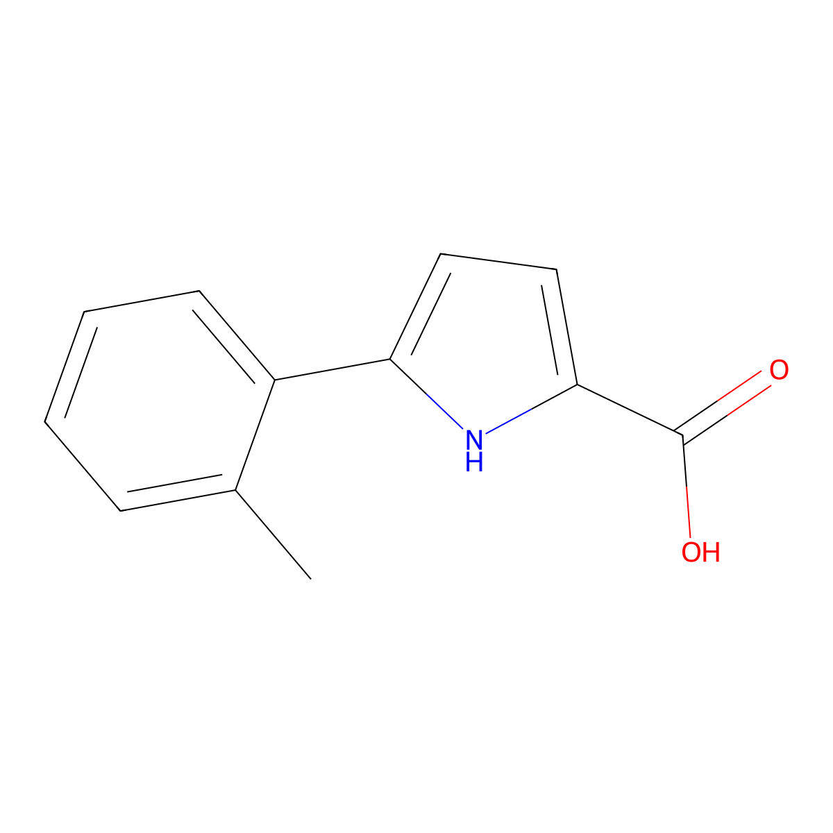 5-(o-tolyl)-1H-pyrrole-2-carboxylic acid molecular structure, CAS 2090530-27-9