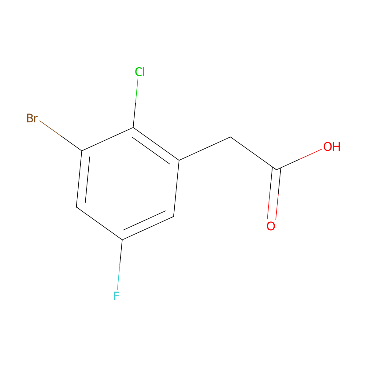 2-(3-Bromo-2-chloro-5-fluorophenyl)acetic acid molecular structure, CAS 2090530-44-0
