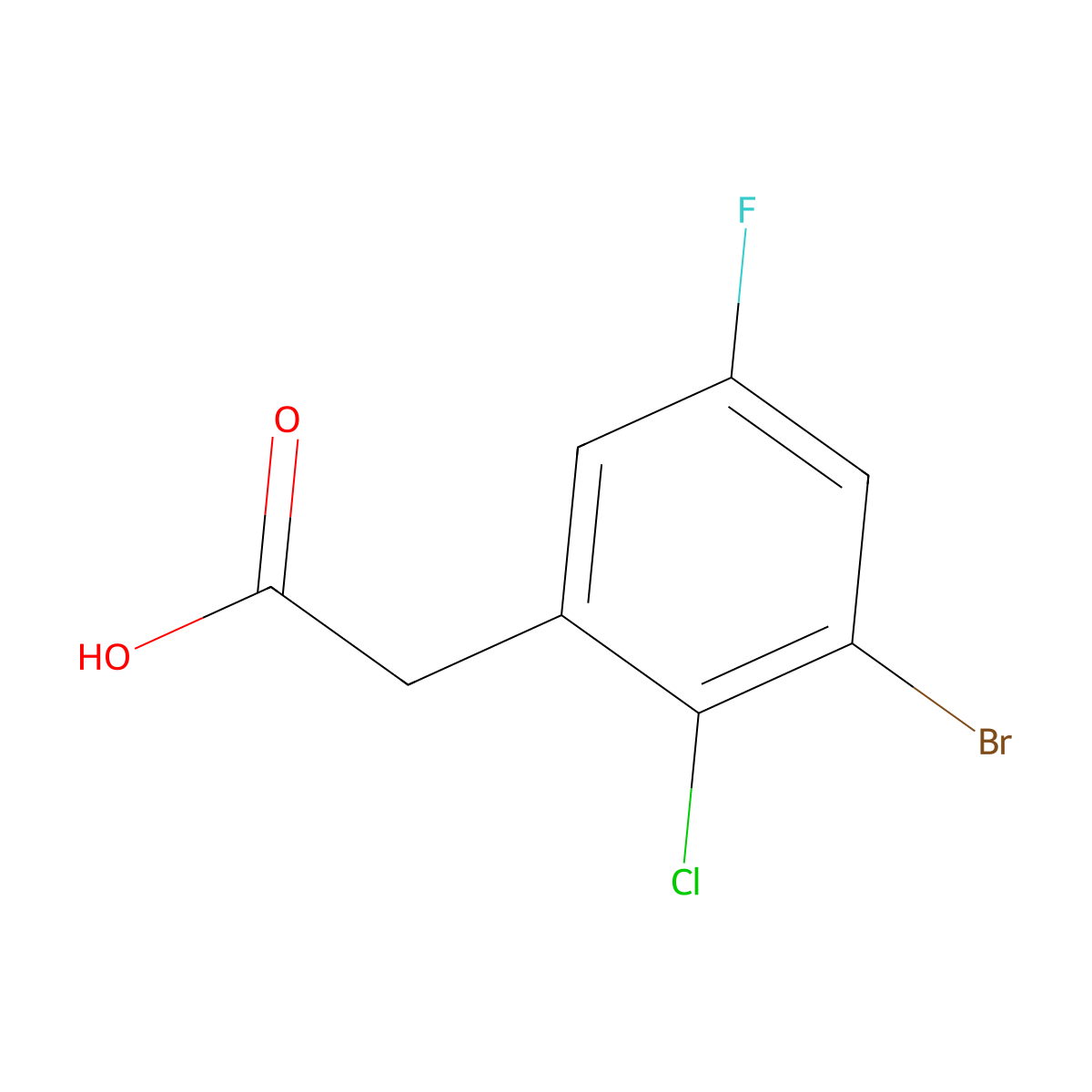 2-(3-Bromo-2-chloro-5-fluorophenyl)acetic acid molecular structure, CAS 2090530-44-0