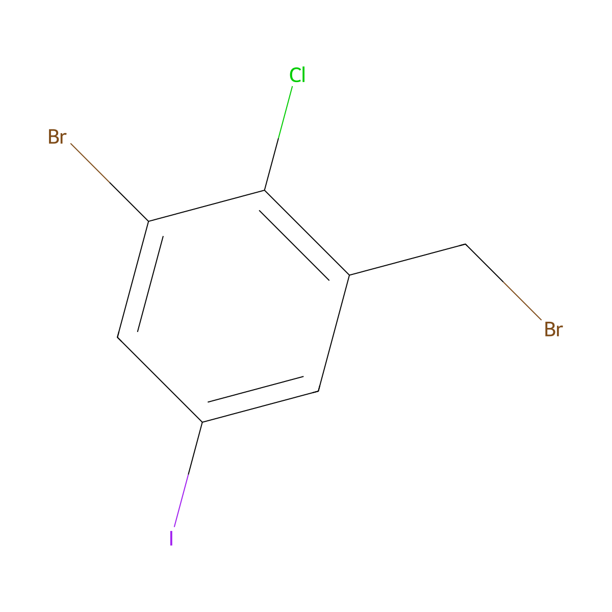 (1-Bromo-3-(bromomethyl)-2-chloro-5-iodobenzene) molecular structure, CAS 2090530-81-5