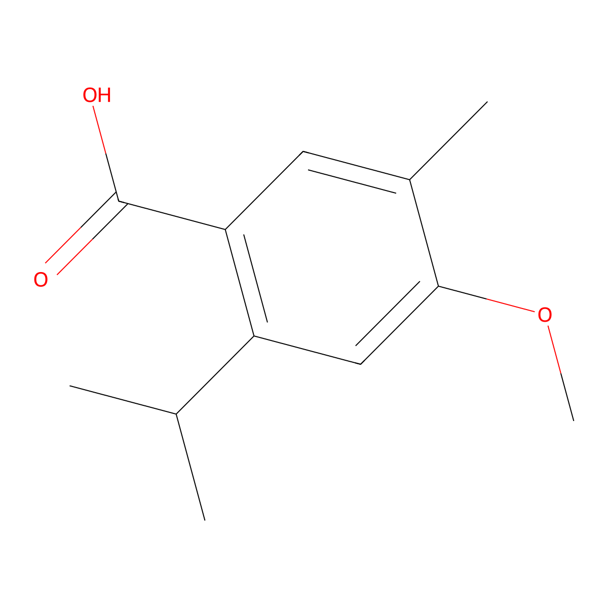 4-Methoxy-5-methyl-2-(1-methylethyl)benzoic acid molecular structure, CAS 2090531-63-6