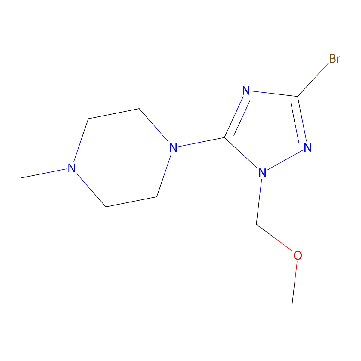 1-[3-bromo-1-(methoxymethyl)-1H-1,2,4-triazol-5-yl]-4-methylpiperazine molecular structure, CAS 2090532-38-8