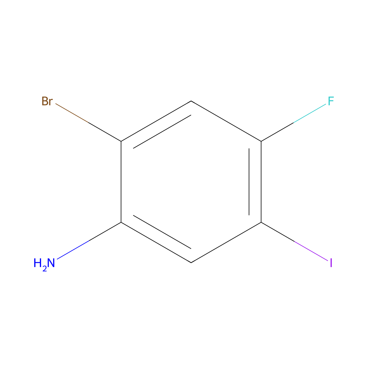 2-Bromo-4-fluoro-5-iodoaniline molecular structure, CAS 2090537-14-5