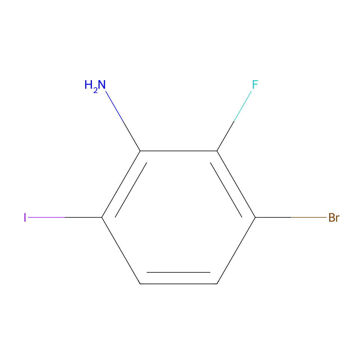 3-Bromo-2-fluoro-6-iodoaniline molecular structure, CAS 2090537-24-7