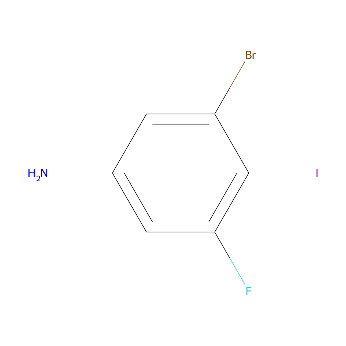 3-Bromo-5-fluoro-4-iodoaniline molecular structure, CAS 2090537-38-3