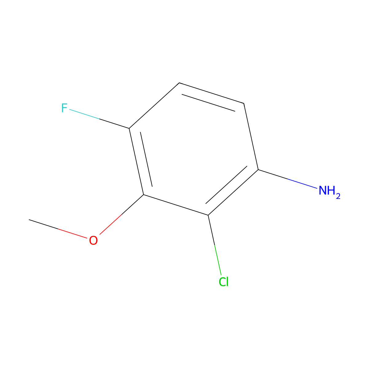 2-Chloro-4-fluoro-3-methoxyaniline molecular structure, CAS 2090538-46-6