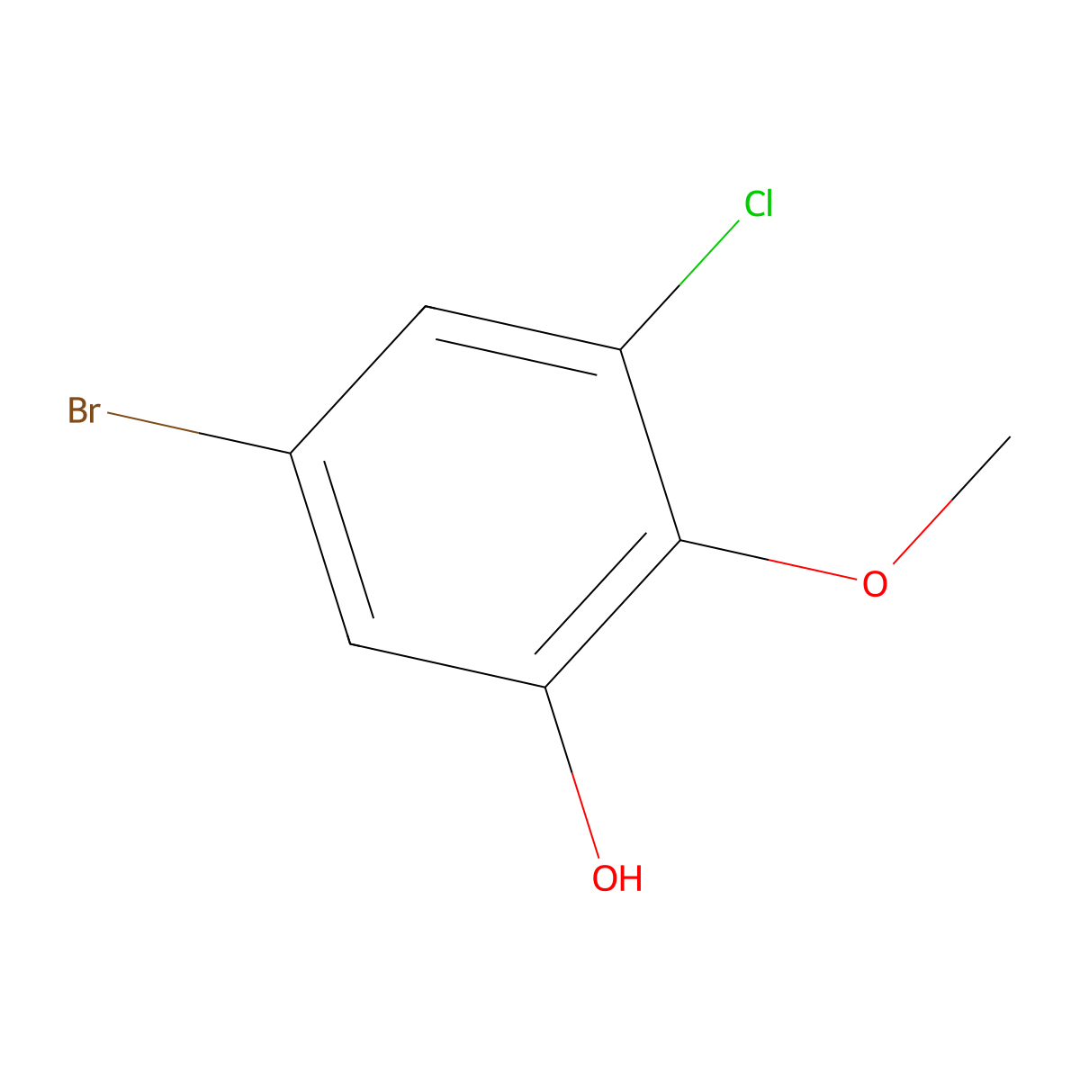 5-Bromo-3-chloro-2-methoxyphenol molecular structure, CAS 2090538-51-3