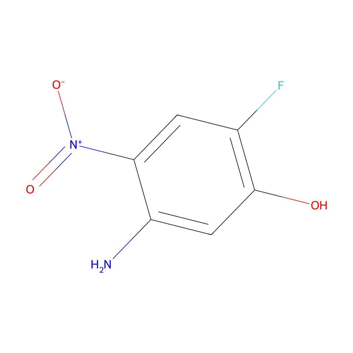 5-Amino-2-fluoro-4-nitrophenol molecular structure, CAS 2090544-17-3