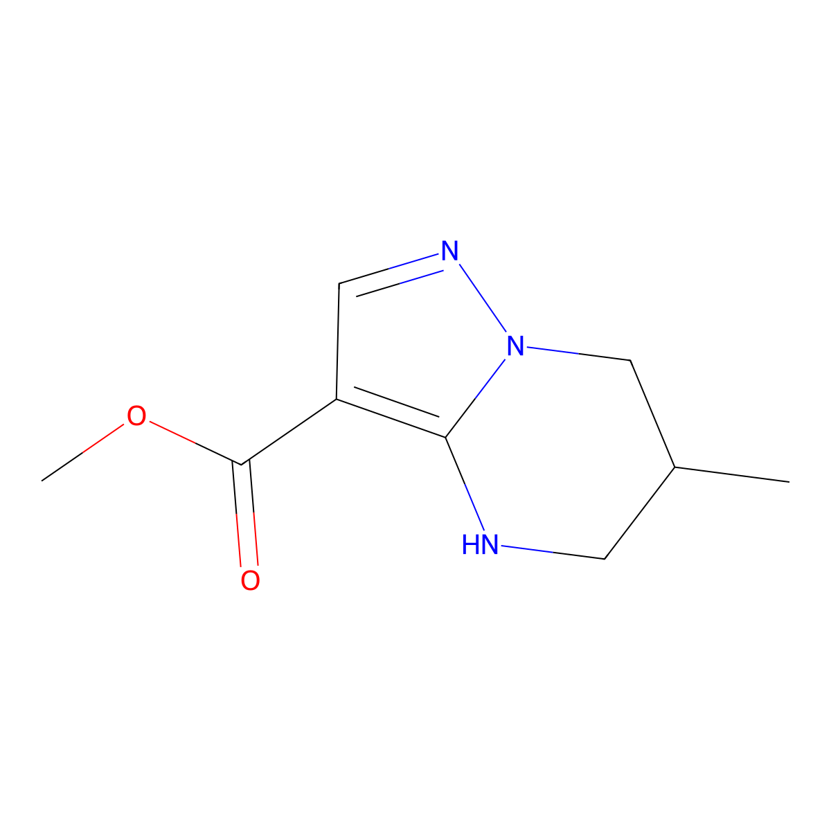 methyl 6-methyl-4H,5H,6H,7H-pyrazolo[1,5-a]pyrimidine-3-carboxylate molecular structure, CAS 2090544-78-6